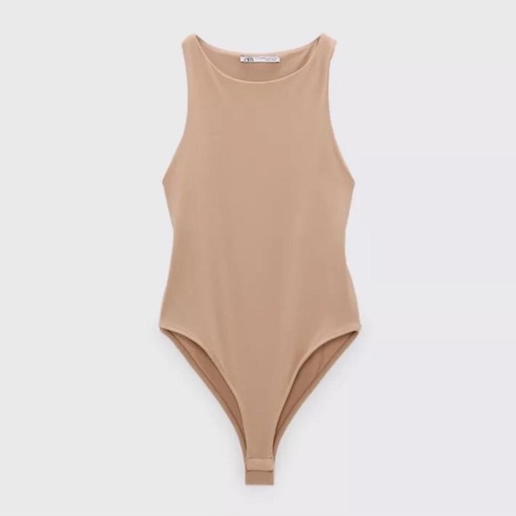 Zara Nude Halter Neck Body Suit - Small - Picture 1 of 6